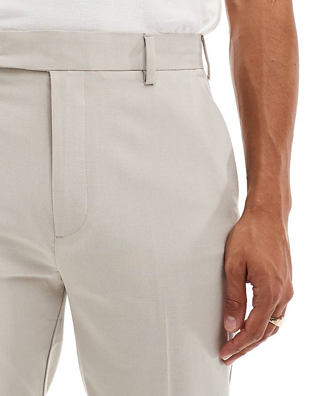 ASOS DESIGN Smart Tapered Fit Trousers In Ecru