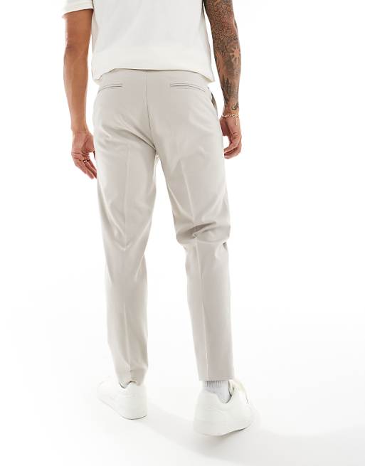 ASOS DESIGN Smart Tapered Fit Trousers In Ecru