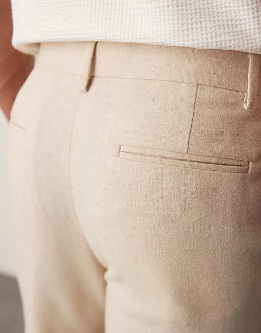 ASOS DESIGN Smart Tapered Fit Trousers With Wool In Light Stone