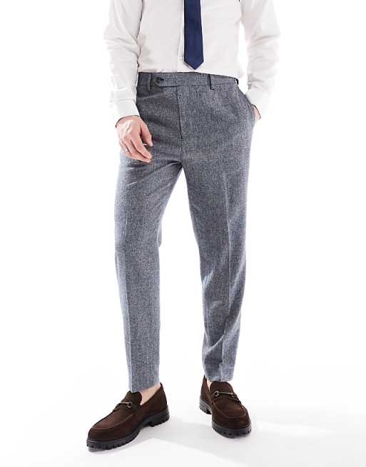 ASOS DESIGN Smart Tapered Fit Wool Mix Trousers In Navy