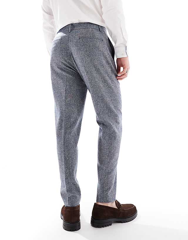ASOS DESIGN Smart Tapered Fit Wool Mix Trousers In Navy