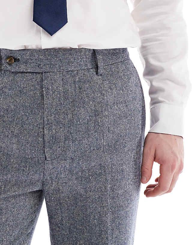 ASOS DESIGN Smart Tapered Fit Wool Mix Trousers In Navy