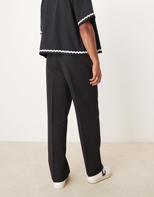 ASOS DESIGN Smart Wide Leg Trousers With Front Pleat In Black