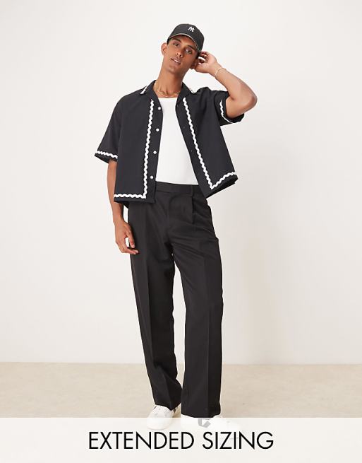 ASOS DESIGN smart wide leg trousers with front pleat in black
