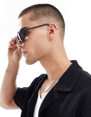 ASOS DESIGN Sqaure Sunglasses With Smoke Lens And Matte Black Frame