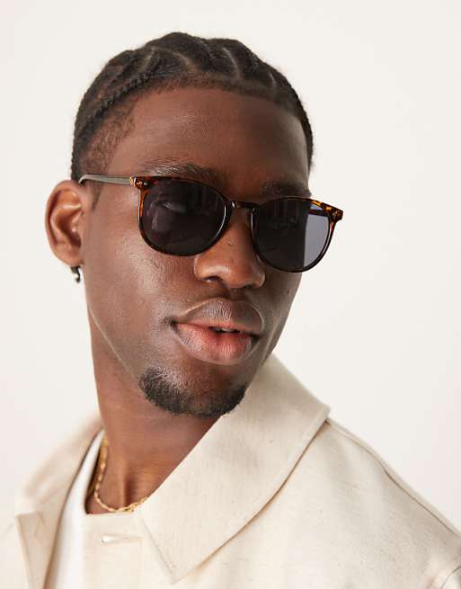 ASOS DESIGN sqaure sunglasses with smoke lens and tortoise frame