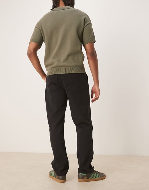 ASOS DESIGN Straight Chinos In Black With Pleats