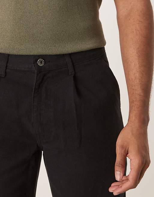 ASOS DESIGN Straight Chinos In Black With Pleats