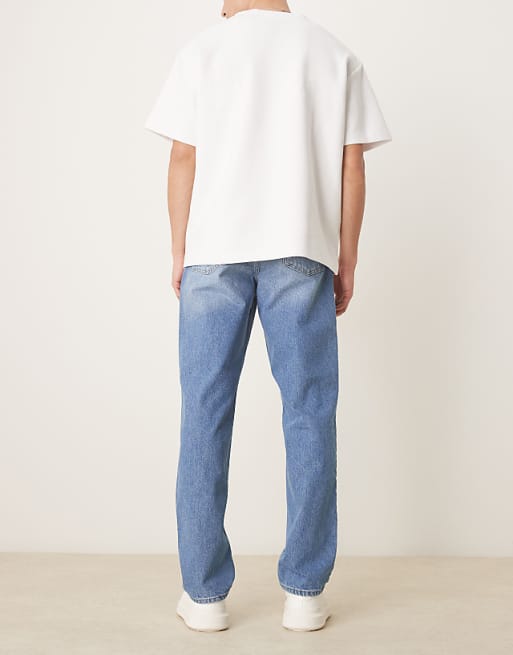ASOS DESIGN Straight Leg Jeans Light Wash Blue