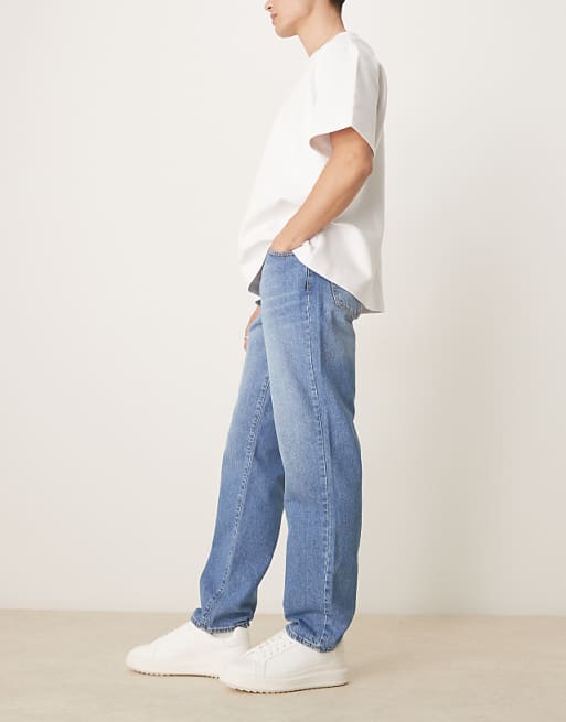 ASOS DESIGN Straight Leg Jeans Light Wash Blue