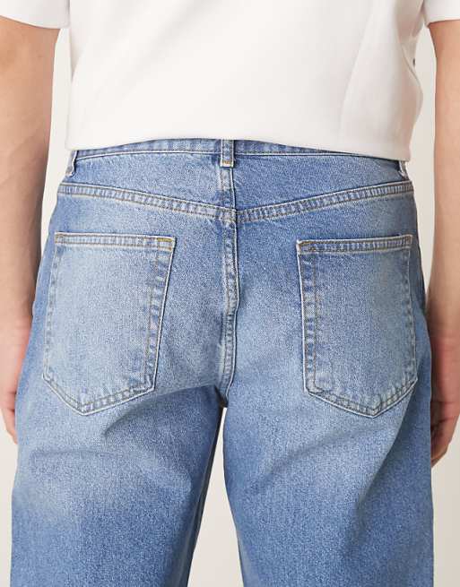 ASOS DESIGN Straight Leg Jeans Light Wash Blue