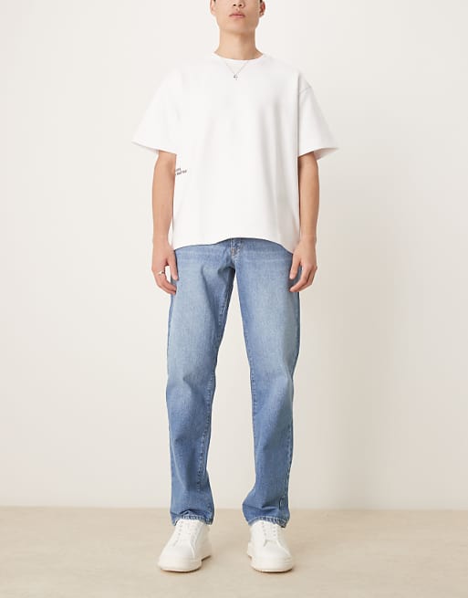 ASOS DESIGN straight leg jeans light wash blue