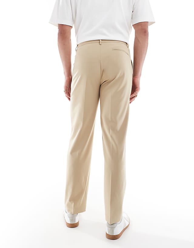 ASOS DESIGN Straight Leg Suit Trousers In Stone
