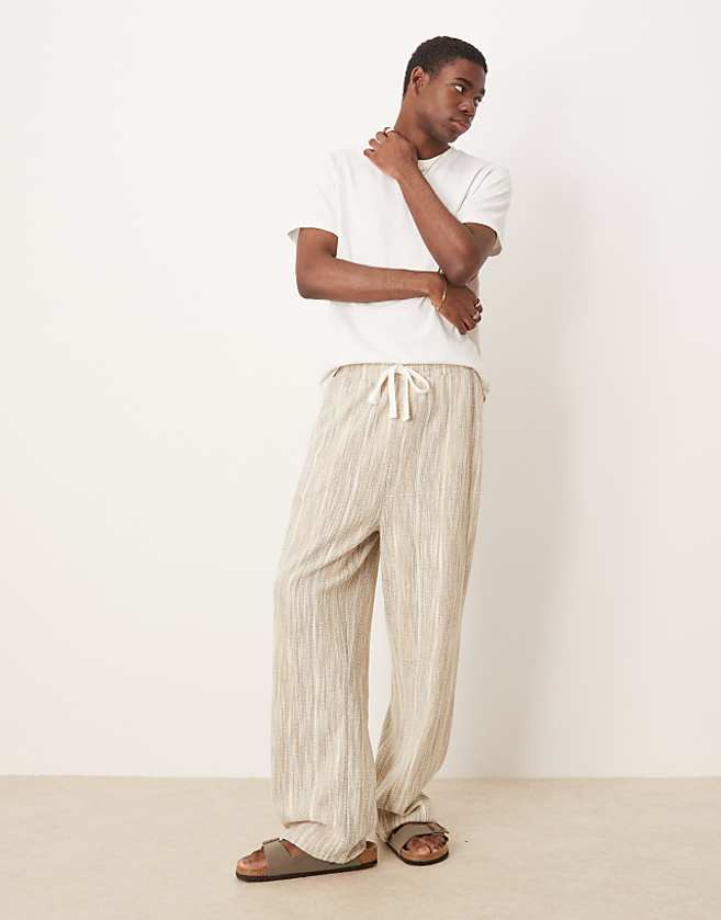 ASOS DESIGN Straight Leg Textured Joggers In Sage Green