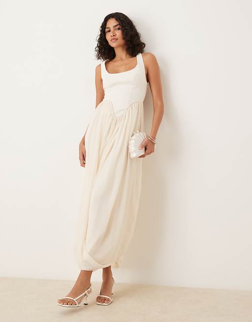 ASOS DESIGN Structured Cross Back Maxi Dress In Buttermilk