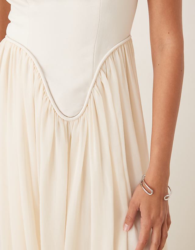 ASOS DESIGN Structured Cross Back Maxi Dress In Buttermilk