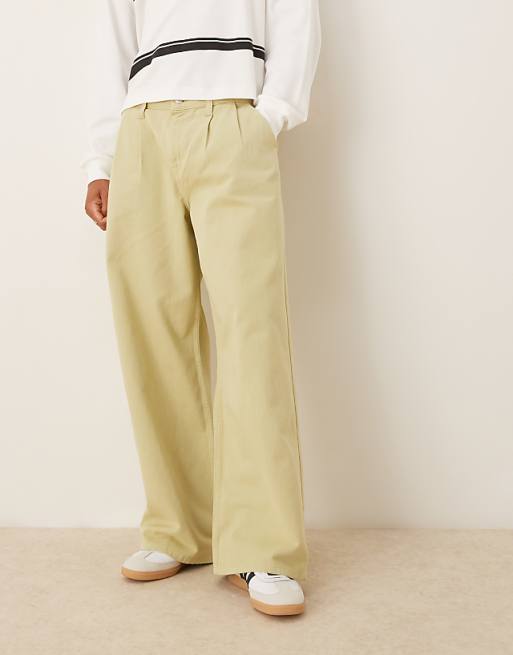 ASOS DESIGN Super Baggy Jeans With Pleats In Green
