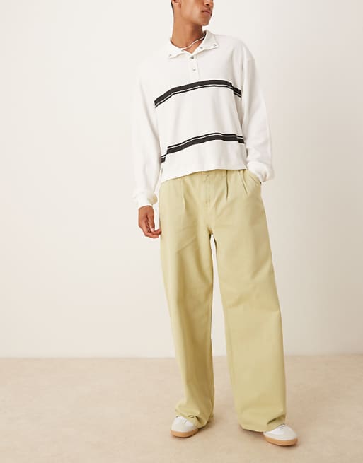 ASOS DESIGN super baggy jeans with pleats in green