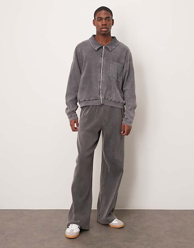 ASOS DESIGN super baggy joggers with ribbed texture in washed black