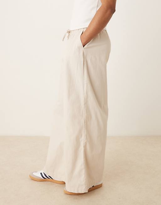 ASOS DESIGN Super Baggy Linen Blend Trousers In Stone
