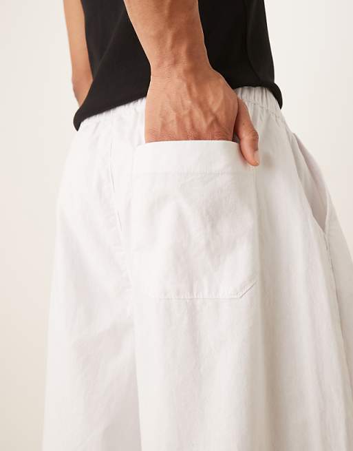 ASOS DESIGN Super Baggy Linen Blend Trousers In White
