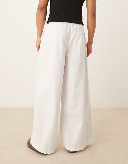 ASOS DESIGN Super Baggy Linen Blend Trousers In White