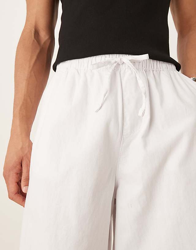 ASOS DESIGN Super Baggy Linen Blend Trousers In White