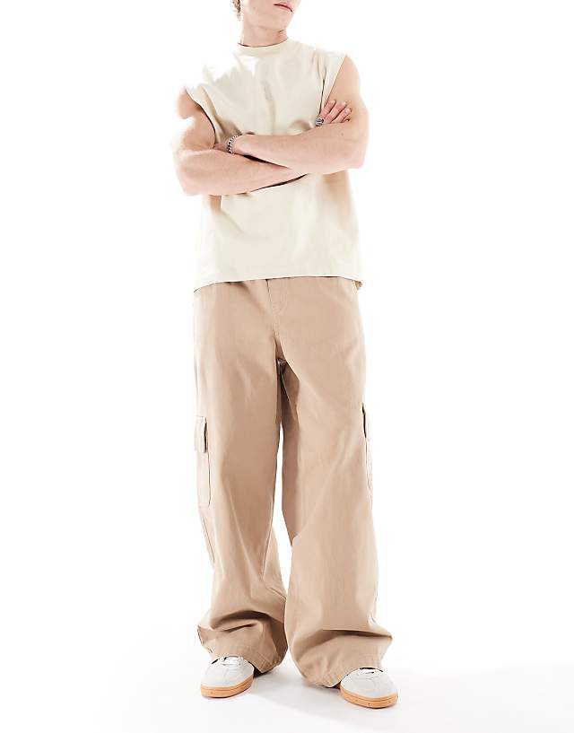ASOS DESIGN Super Baggy Pull On Cargo In Beige