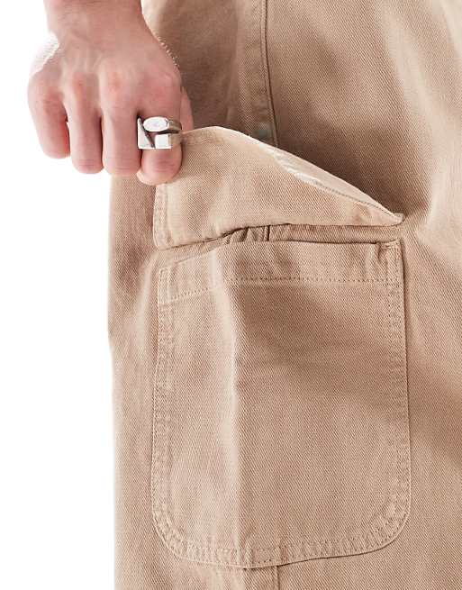 ASOS DESIGN Super Baggy Pull On Cargo In Beige