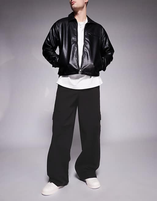 ASOS DESIGN Super Baggy Pull On Cargo Trouser In Black
