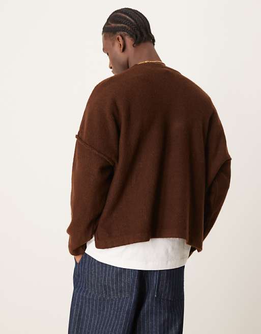 ASOS DESIGN Super Oversized Boxy Knitted Jumper In Brown