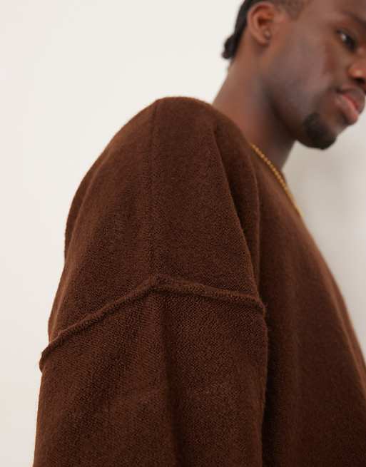ASOS DESIGN Super Oversized Boxy Knitted Jumper In Brown