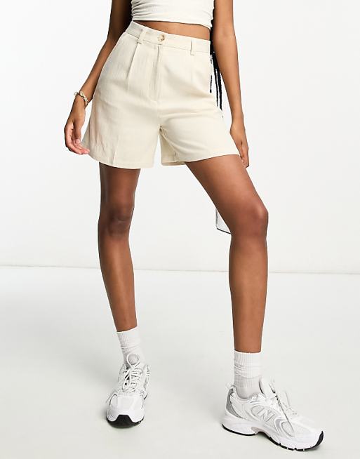 ASOS DESIGN Tall Dad Short With Linen In Stone