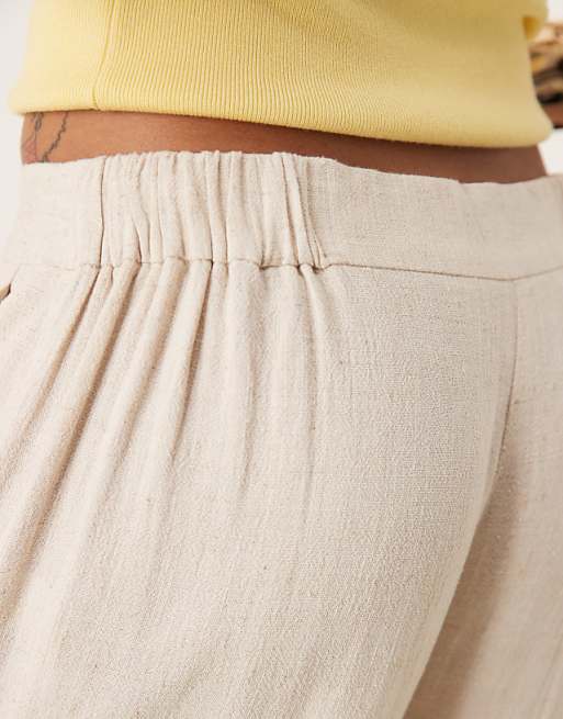 ASOS DESIGN Tall Relaxed Straight Leg Trousers With Linen In Stone