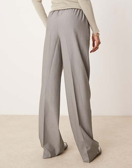 ASOS DESIGN Tall Tailored Pull On Trousers In Grey