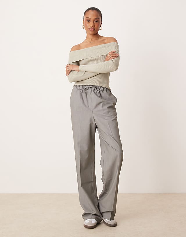 ASOS DESIGN Tall Tailored Pull On Trousers In Grey