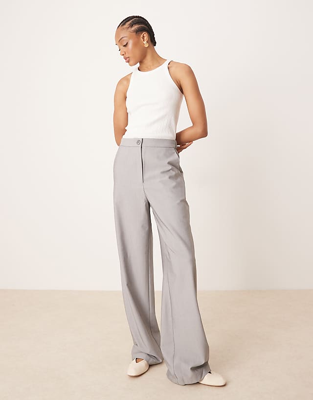 ASOS DESIGN Tall tailored relaxed straight leg trousers in grey