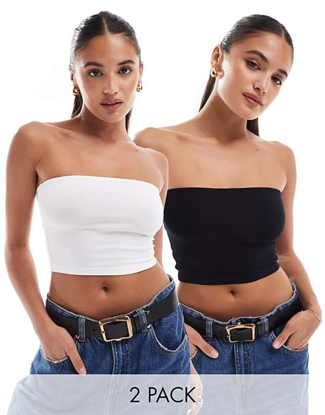 ASOS DESIGN Ultimate Crop Bandeau Top 2 Pack In Multi