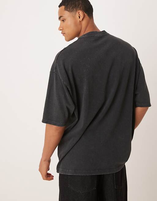 ASOS DESIGN Unisex Oversized T-shirt With Guinness Prints In Washed Black