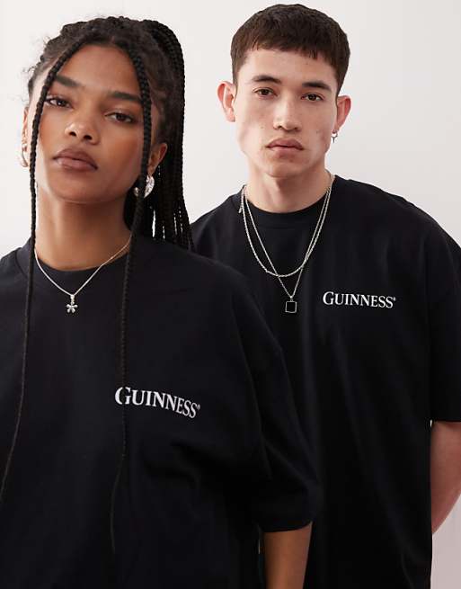 ASOS DESIGN Unisex Oversized T-shirt With Guinness Prints In Black