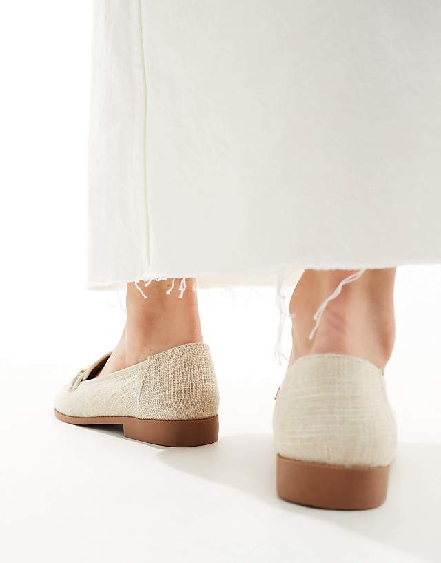 ASOS DESIGN Verity Loafer Flat Shoes With Trim In Natural Fabrication