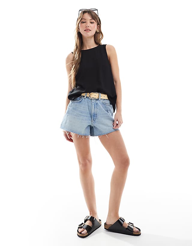 ASOS DESIGN Vest With Scoop Back In Linen Blend In Black