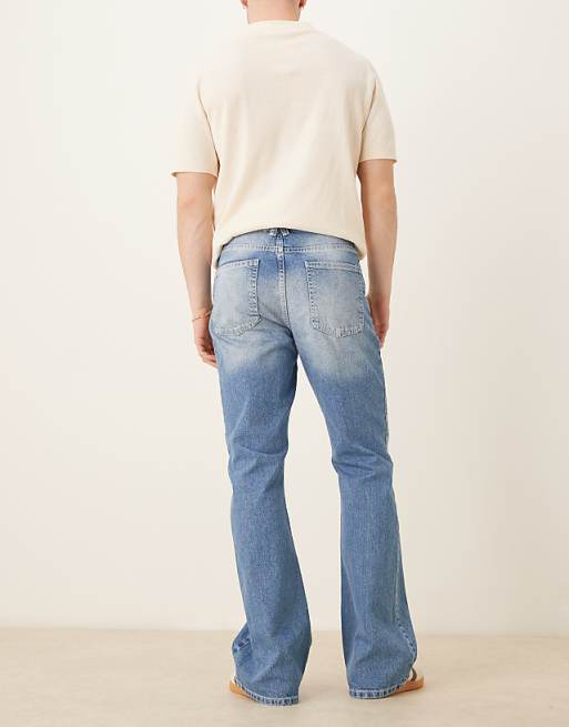 ASOS DESIGN Vintage Flare Jeans In Light Wash Blue