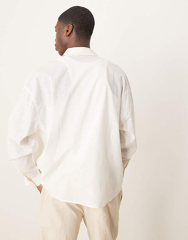 ASOS DESIGN Volume Oversized Linen Look Shirt In Stone