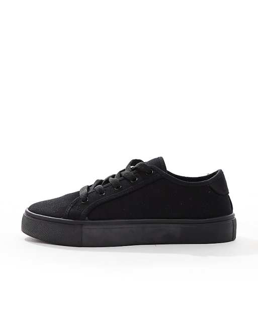 ASOS DESIGN Wide Fit Dizzy Lace Up Trainers In Black Drench