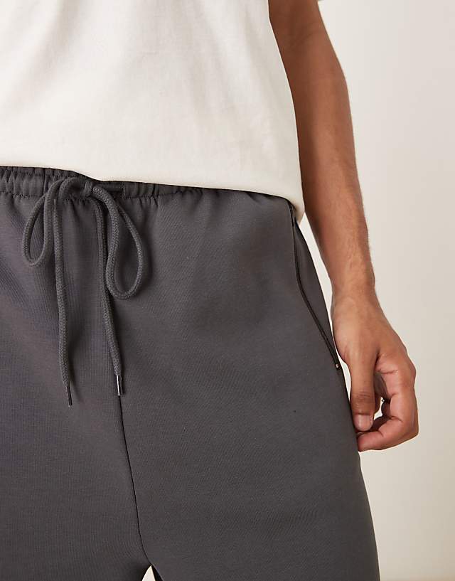 ASOS DESIGN Wide Leg Jogger With Side Taping In Charcoal