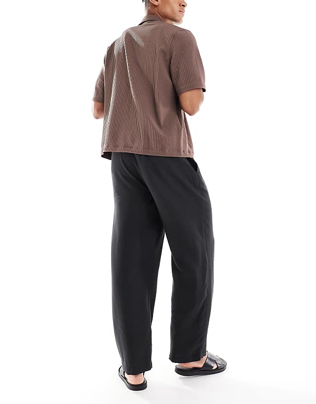 ASOS DESIGN Wide Leg Trouser With Elasticated Waistband In Black