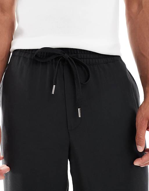 ASOS DESIGN Wide Leg Trouser With Elasticated Waistband In Black