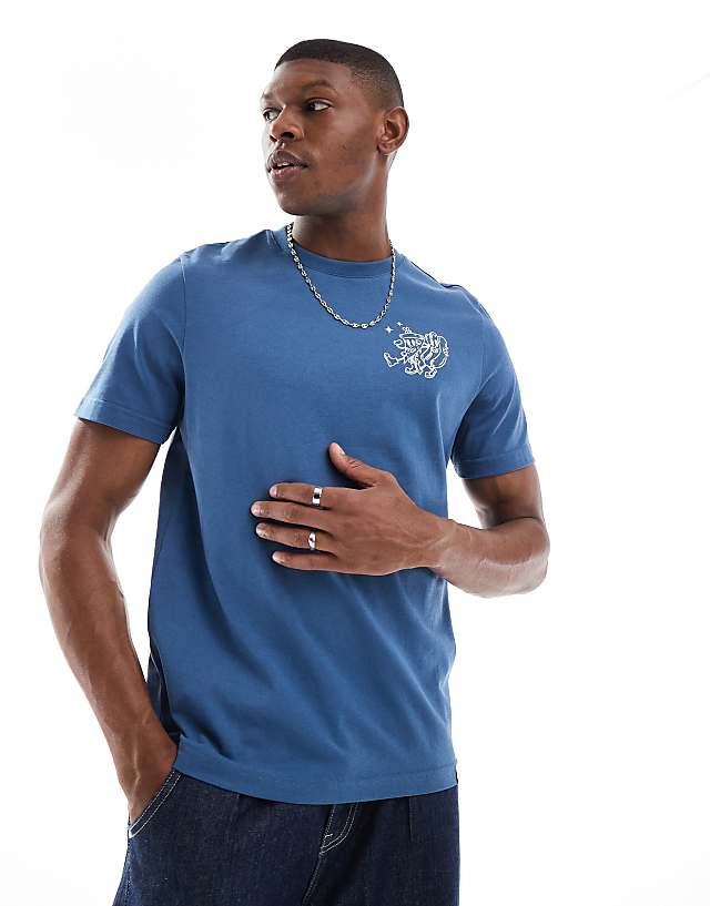 Farah Limscott Graphic Back T-shirt In Blue'
