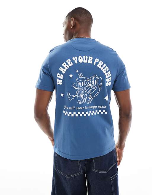 Farah limscott graphic back t-shirt in blue'